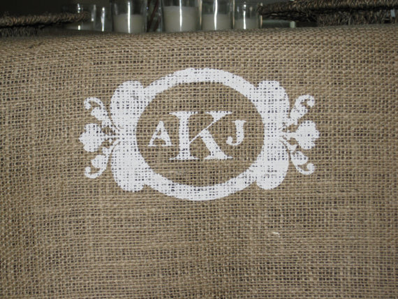 Personalized burlap table runner by the fabulous minds behind Krafty Counsel